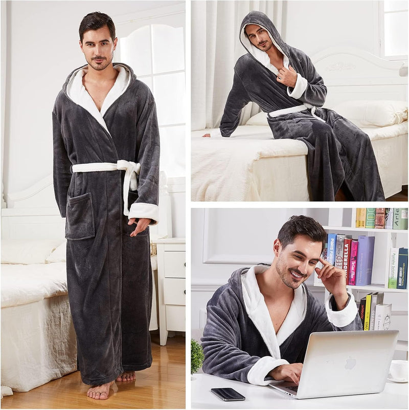 Comfortable Flannel Men's Robe - James-Black-S/M-State of Style