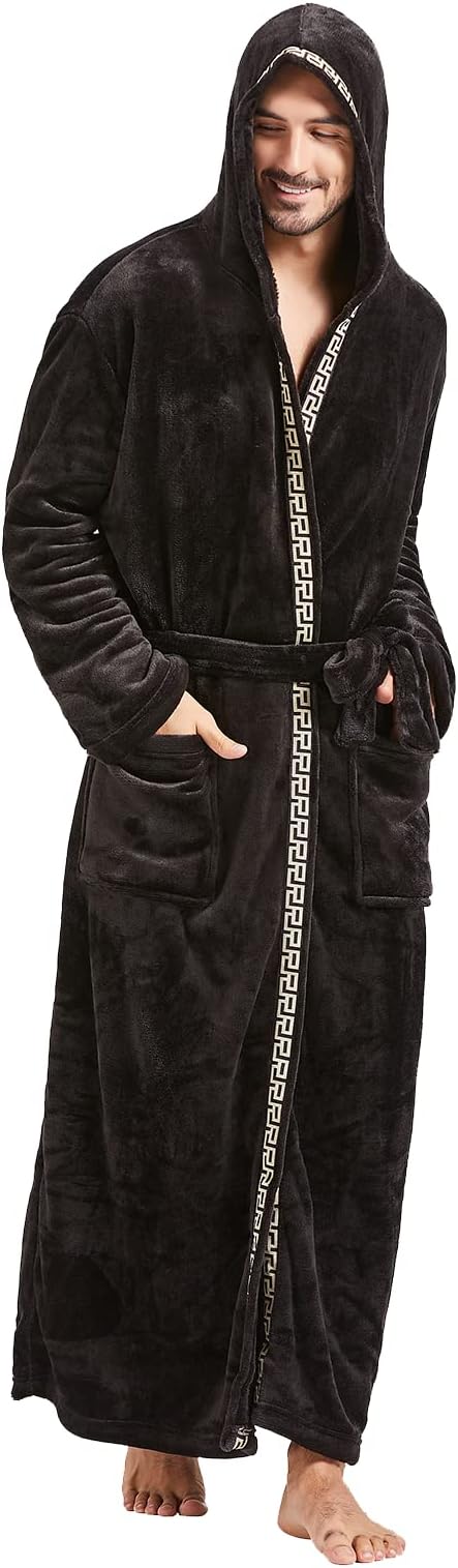 Comfortable Flannel Men's Robe - James-Black-S/M-State of Style