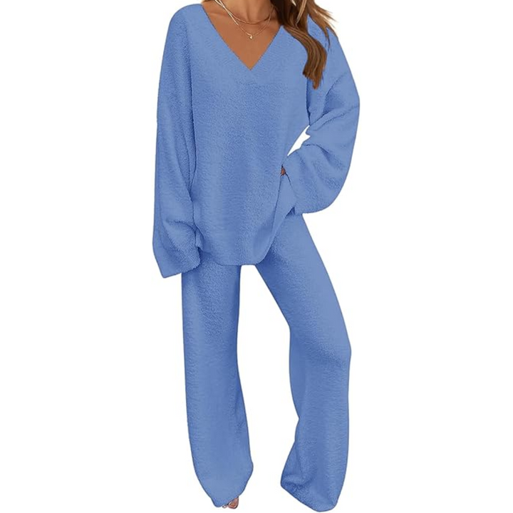 Comfortable Fleece Lounge Set - Rianne-Blue-S-State of Style