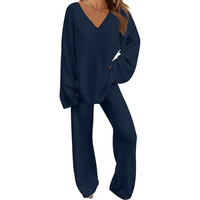 Comfortable Fleece Lounge Set - Rianne-Marine blue-S-State of Style
