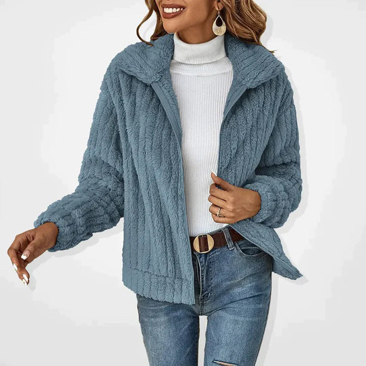 Comfortable Fleece Women's Jacket - Charlotte-Blue-S-State of Style