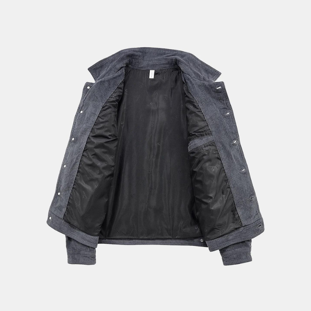 Comfortable Grey Corduroy Jacket - Rover-M-State of Style
