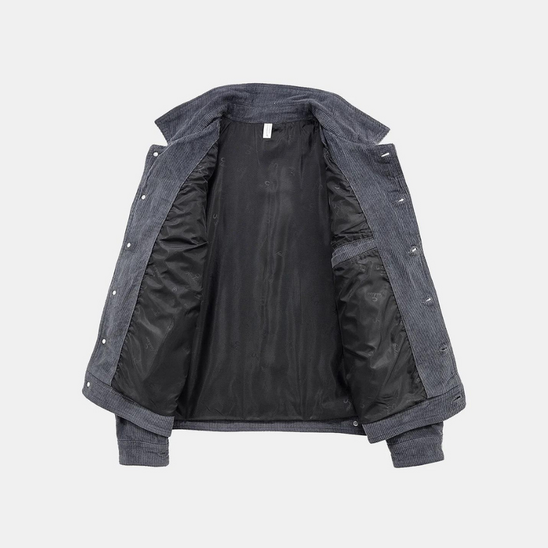 Comfortable Grey Corduroy Jacket - Rover-M-State of Style