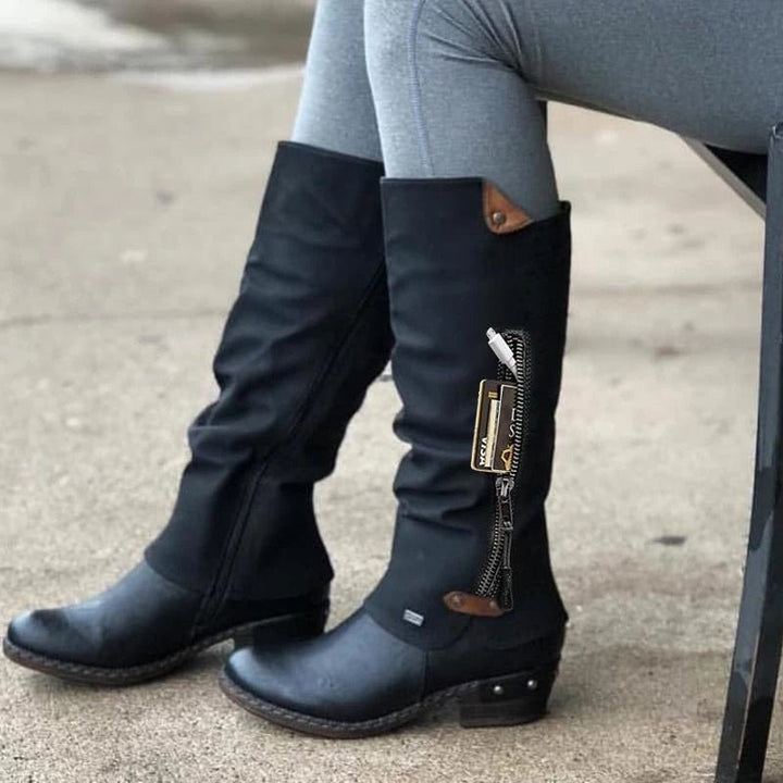 Comfortable High Boots with Storage Compartment - Alina-Grey-3.0-State of Style