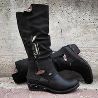 Comfortable High Boots with Storage Pocket - Alina-Black-4-State of Style