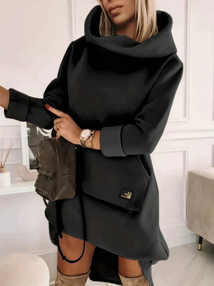 Comfortable Hoodie Dress - EllaCharm-Black-S-State of Style