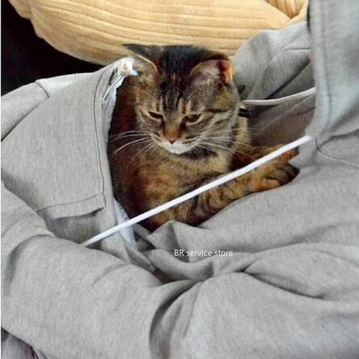 Comfortable Hoodie with Cat Pocket - CozyPurr-Black-S-State of Style