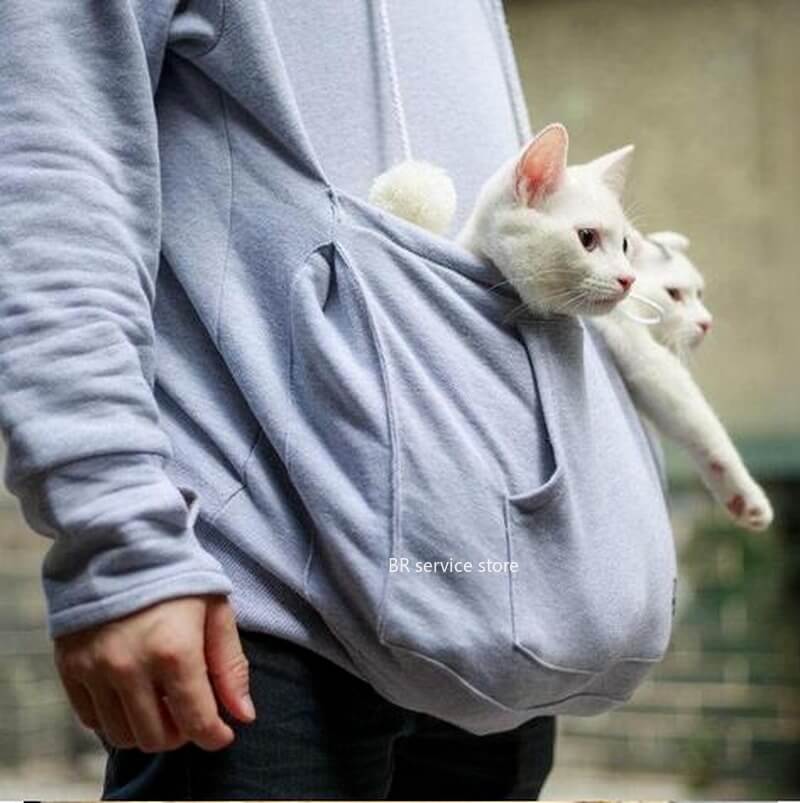 Comfortable Hoodie with Cat Pocket - CozyPurr-Black-S-State of Style