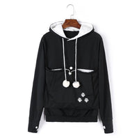 Comfortable Hoodie with Cat Pocket - CozyPurr-Black-S-State of Style
