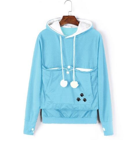 Comfortable Hoodie with Cat Pocket - CozyPurr-Blue-S-State of Style