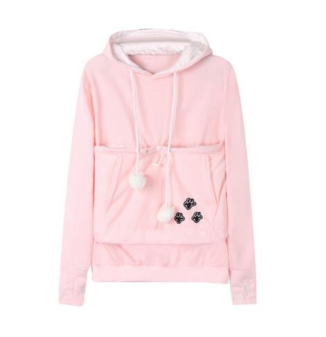 Comfortable Hoodie with Cat Pocket - CozyPurr-Pink-S-State of Style