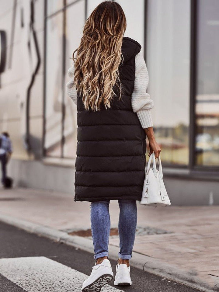 Comfortable Knee-Length Women's Bodywarmer - Livia-Black-S-State of Style