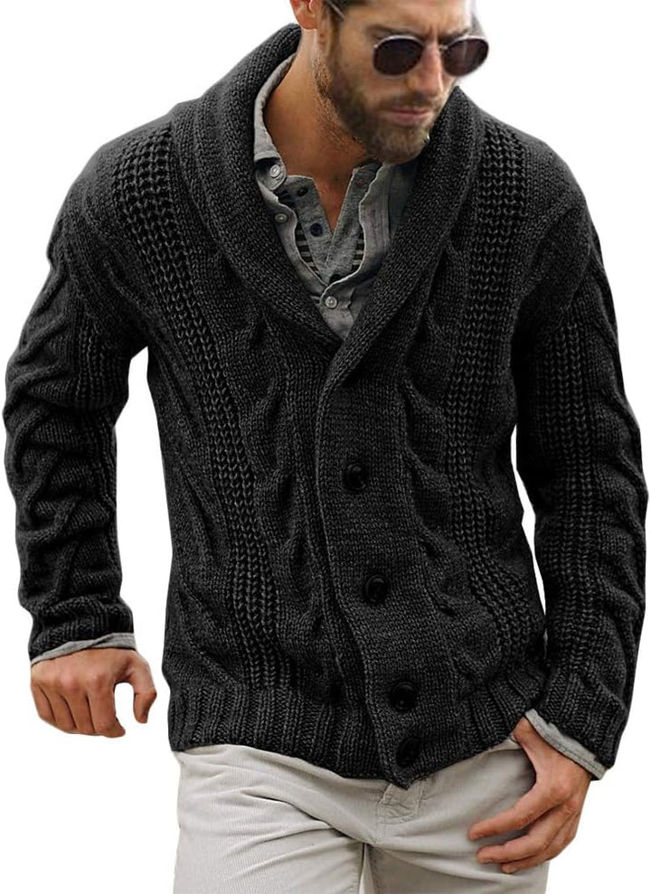 Comfortable Knitted Men's Cardigan - Lucas-Black-M-State of Style