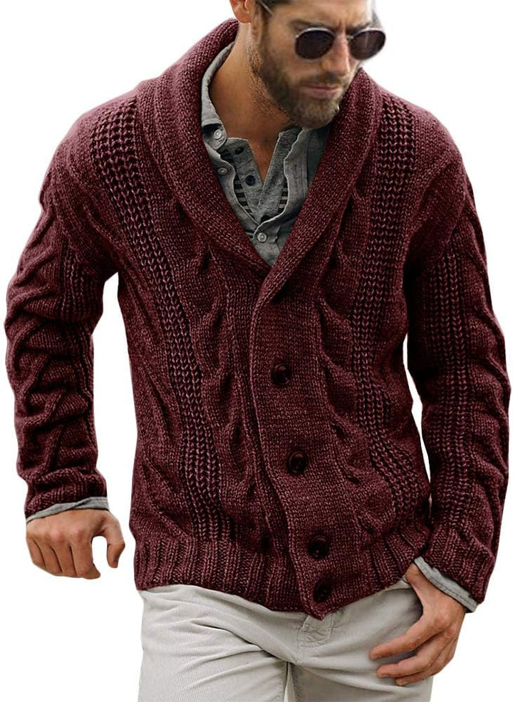 Comfortable Knitted Men's Cardigan - Lucas-Burgundy-M-State of Style