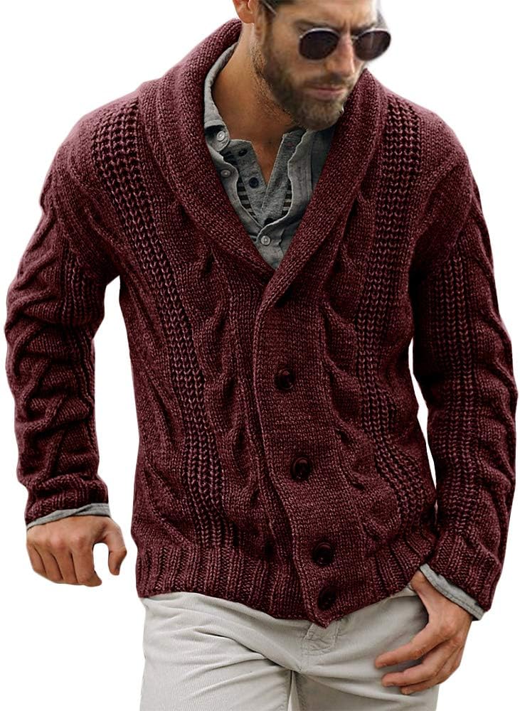 Comfortable Knitted Men's Cardigan - Lucas-Burgundy-M-State of Style