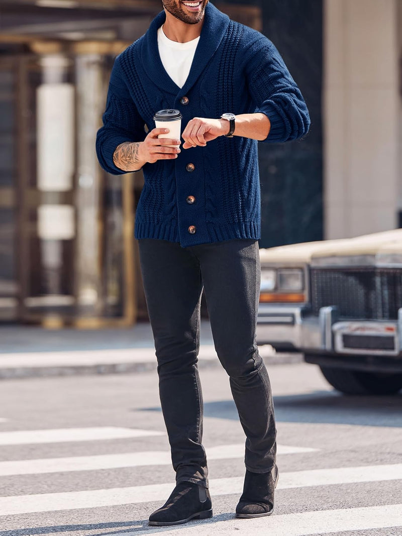 Comfortable Knitted Men's Cardigan - Lucas-Green-M-State of Style