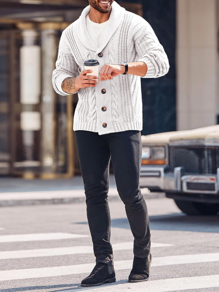 Comfortable Knitted Men's Cardigan - Lucas-Green-M-State of Style