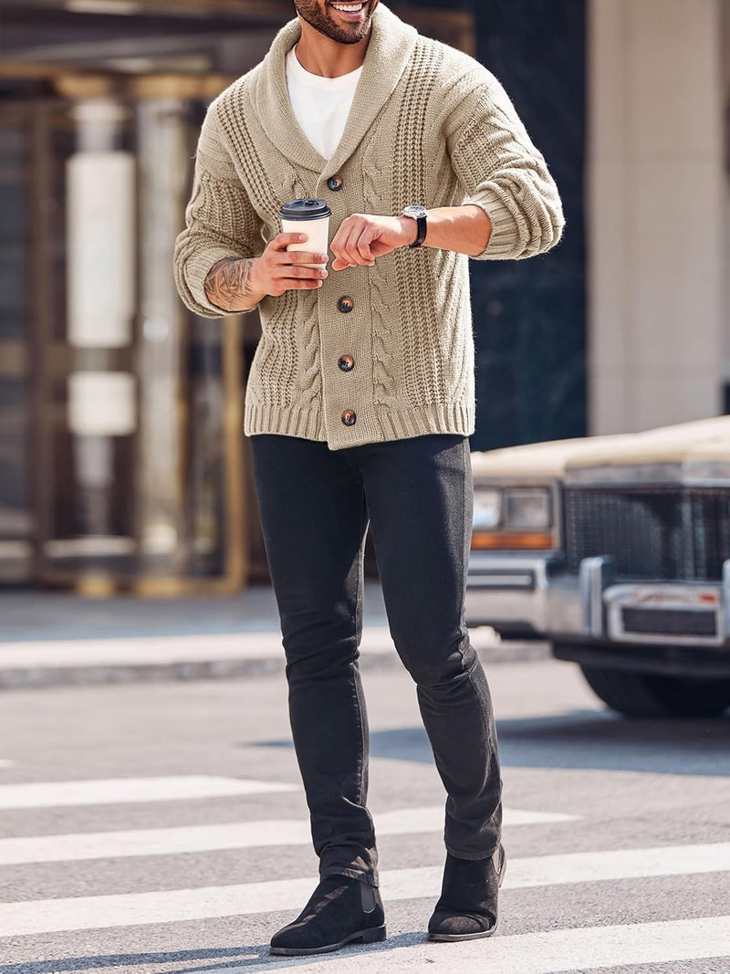 Comfortable Knitted Men's Cardigan - Lucas-Green-M-State of Style
