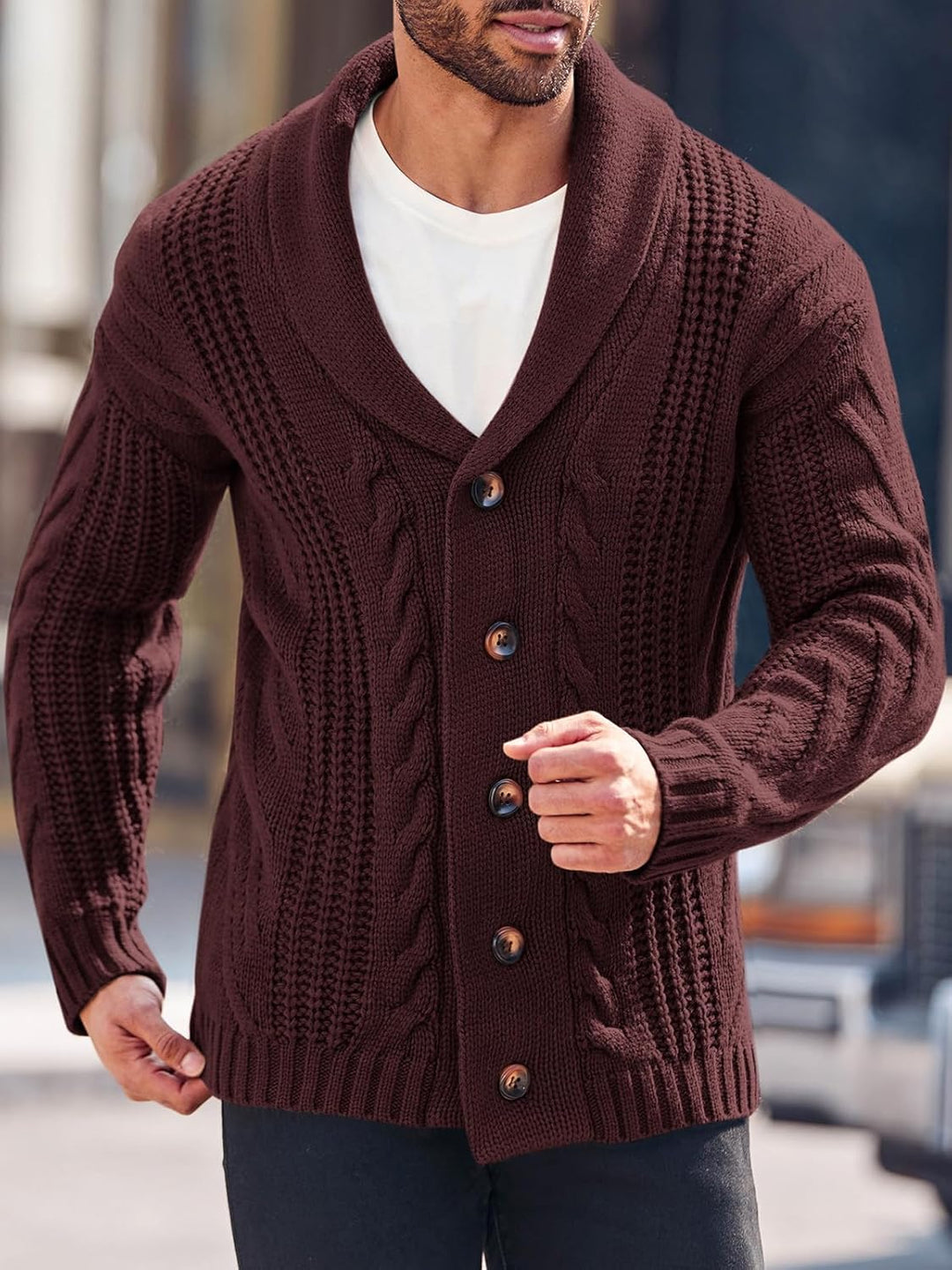 Comfortable Knitted Men's Cardigan - Lucas-Green-M-State of Style