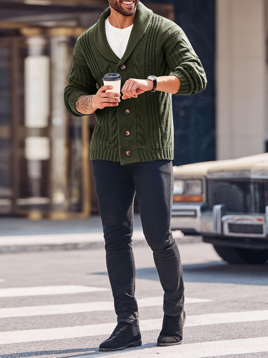 Comfortable Knitted Men's Cardigan - Lucas-Green-M-State of Style