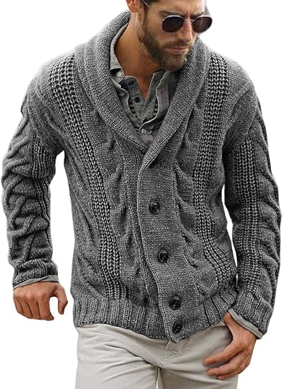 Comfortable Knitted Men's Cardigan - Lucas-Grey-M-State of Style