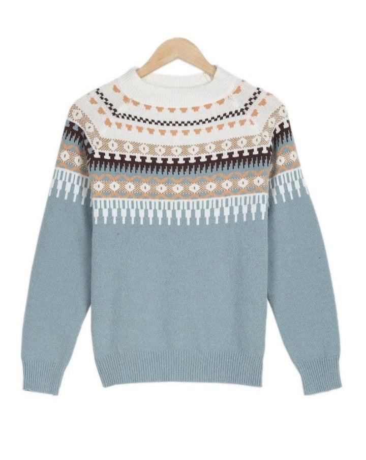 Comfortable Knitted Sweater for Women - CozyKnit-Blue-S-State of Style
