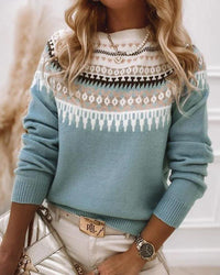 Comfortable Knitted Sweater for Women - CozyKnit-Blue-S-State of Style
