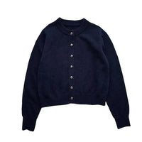 Comfortable Knitted Women's Cardigan with O-neck - Emilia-Dark Blue-S-State of Style