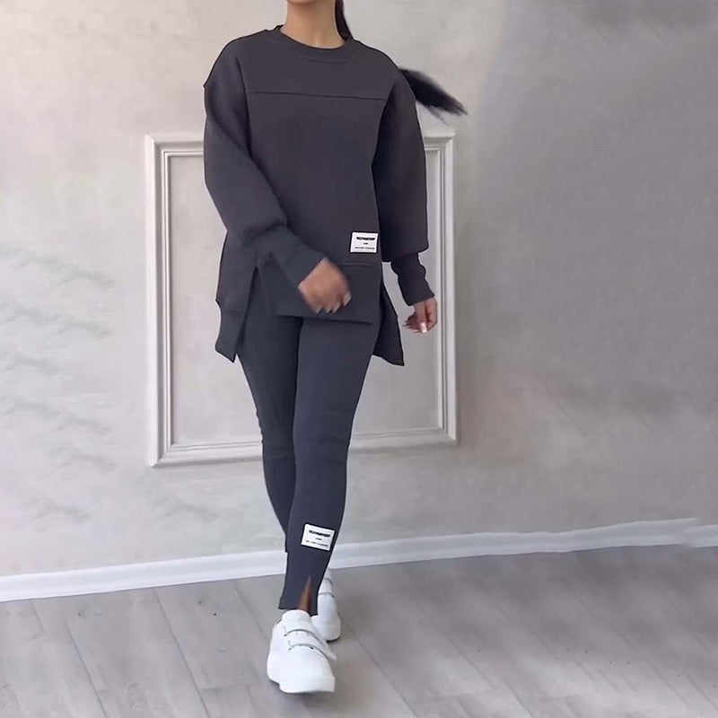 Comfortable Ladies Clothing Set - Elin-Dark Grey-S-State of Style