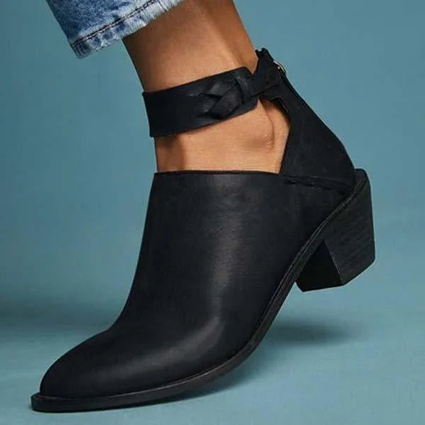 Comfortable Ladies' Heels with Zipper – Vera-Black-4.5-State of Style