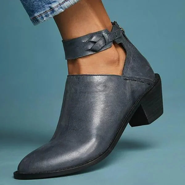Comfortable Ladies' Heels with Zipper – Vera-Blue-4.5-State of Style