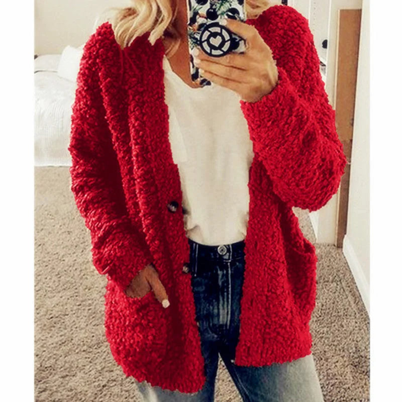 Comfortable Ladies Jacket - Lisa-Red-S-State of Style
