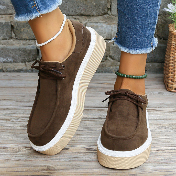 Comfortable ladies' lace-up shoes with cushioning – Aveline-Dark brown-3-State of Style
