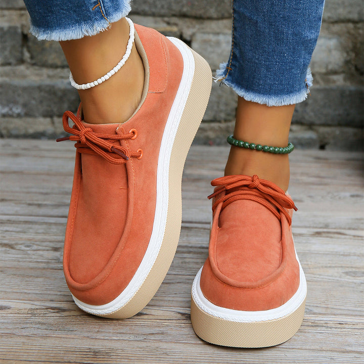 Comfortable ladies' lace-up shoes with cushioning – Aveline-Orange-3-State of Style