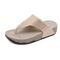 Comfortable ladies' platform slippers with rhinestones – Geneva-Beige-3.5-State of Style