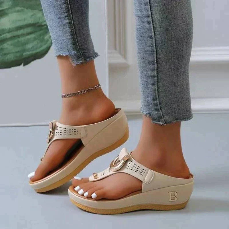 Comfortable Ladies' Sandals with Supportive Fit – Talia-Cream-3-State of Style