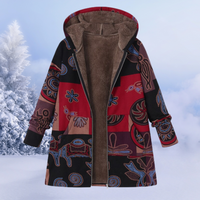 Comfortable Ladies Winter Coat with Floral Print - Ivy-Dark Blue-S-State of Style