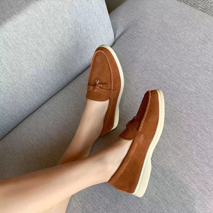 Comfortable Loafers with Lock Detail - Isabella-Beige-4.5-State of Style