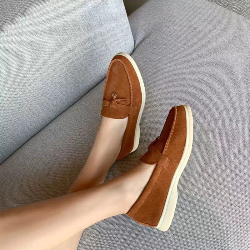 Comfortable Loafers with Lock Detail - Isabella-Beige-4.5-State of Style