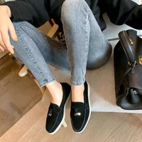 Comfortable Loafers with Lock Detail - Isabella-Beige-4.5-State of Style