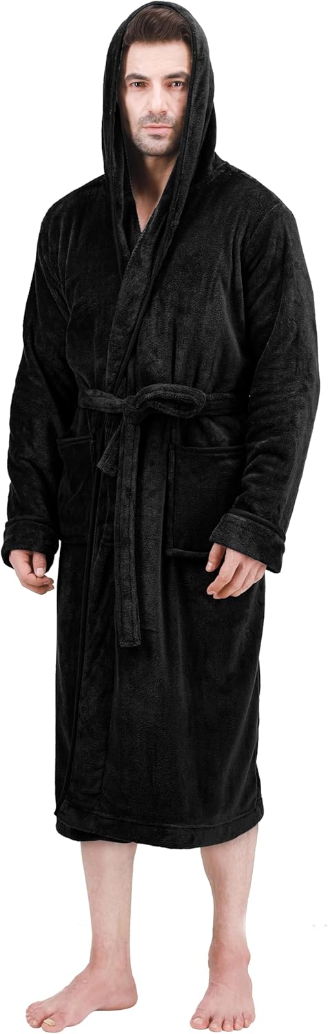 Comfortable Men's Fleece Bathrobe - Harry-Black-S/M-State of Style