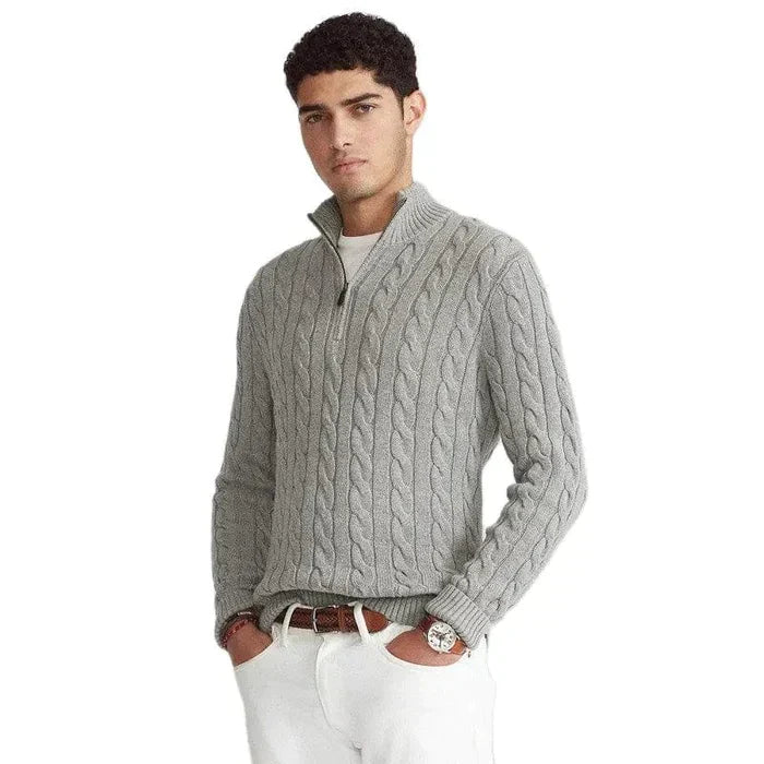 Comfortable Men's Half Zip Sweater - Vincent-Blue-S-State of Style