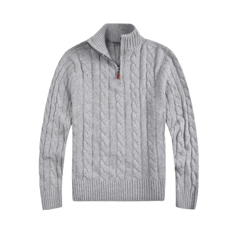 Comfortable Men's Half Zip Sweater - Vincent-Grey-S-State of Style