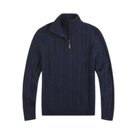 Comfortable Men's Half Zip Sweater - Vincent-Navy-S-State of Style