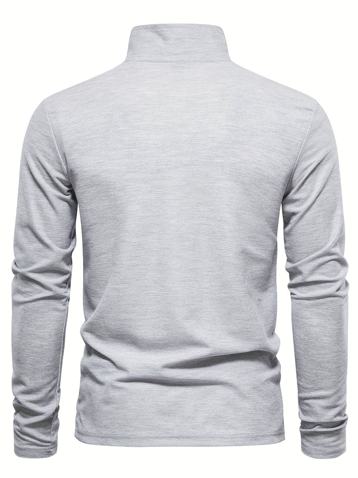 Comfortable Men's Long Sleeve Polo-Navy-S-State of Style