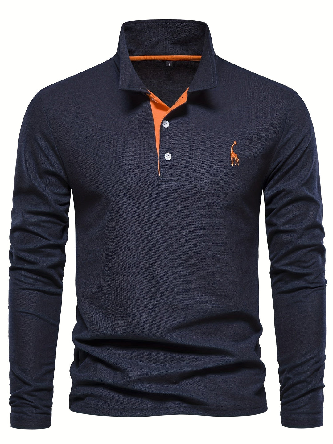 Comfortable Men's Long Sleeve Polo-Navy-S-State of Style