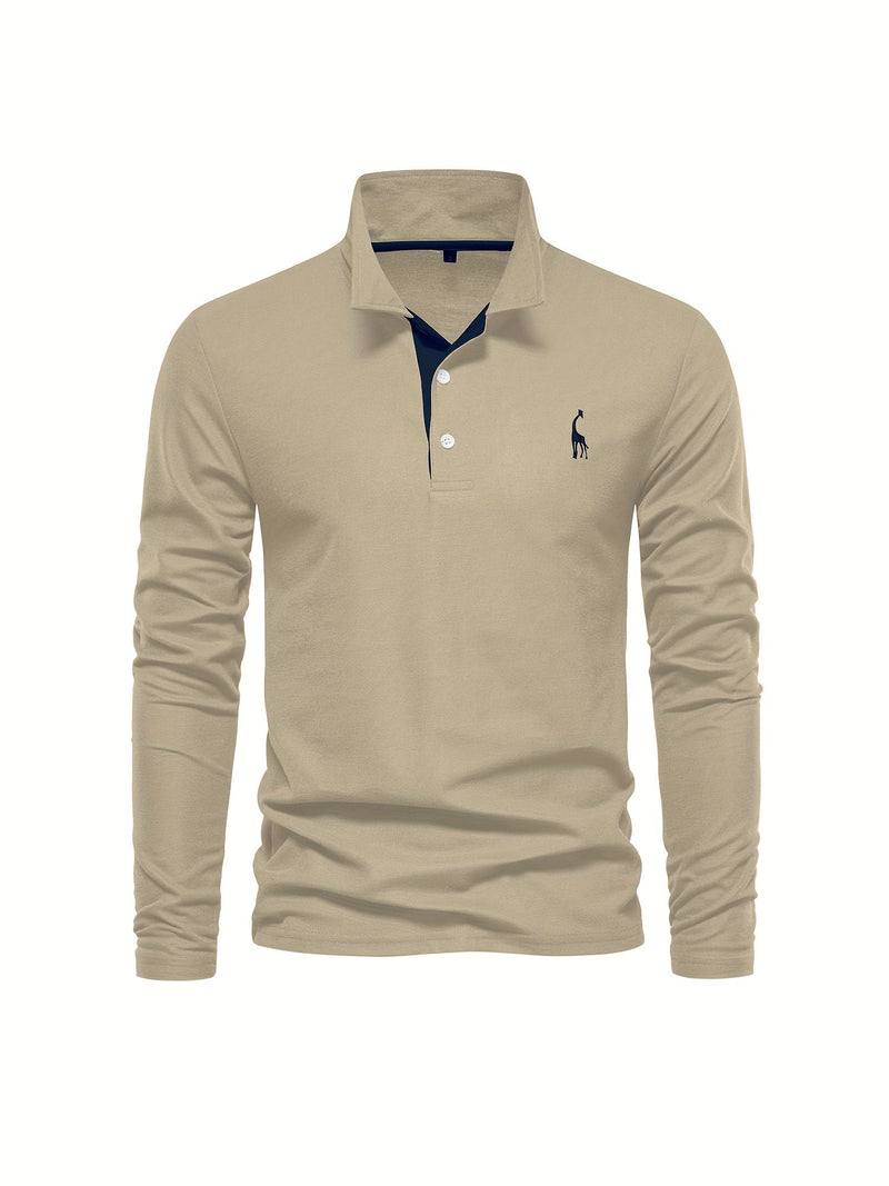 Comfortable Men's Long Sleeve Polo-Navy-S-State of Style