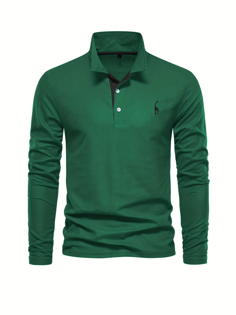 Comfortable Men's Long Sleeve Polo-Navy-S-State of Style