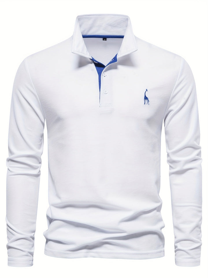 Comfortable Men's Long Sleeve Polo-Navy-S-State of Style