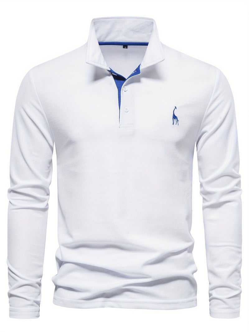 Comfortable Men's Long Sleeve Polo-Navy-S-State of Style